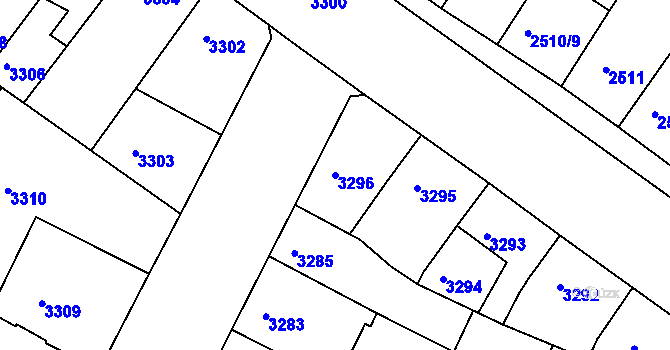 Parcela st. 3296 v KÚ Žabovřesky, Katastrální mapa