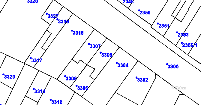 Parcela st. 3305 v KÚ Žabovřesky, Katastrální mapa