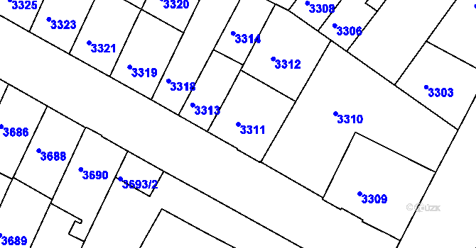 Parcela st. 3311 v KÚ Žabovřesky, Katastrální mapa