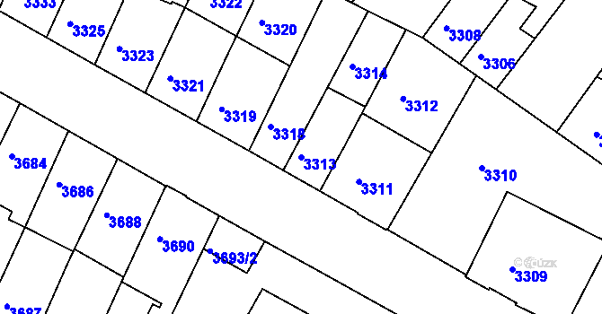 Parcela st. 3313 v KÚ Žabovřesky, Katastrální mapa