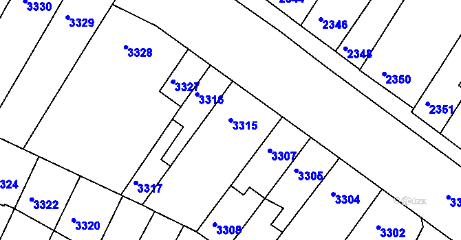 Parcela st. 3315 v KÚ Žabovřesky, Katastrální mapa