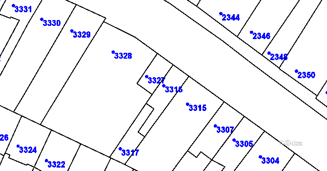 Parcela st. 3316 v KÚ Žabovřesky, Katastrální mapa