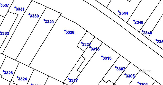 Parcela st. 3327 v KÚ Žabovřesky, Katastrální mapa