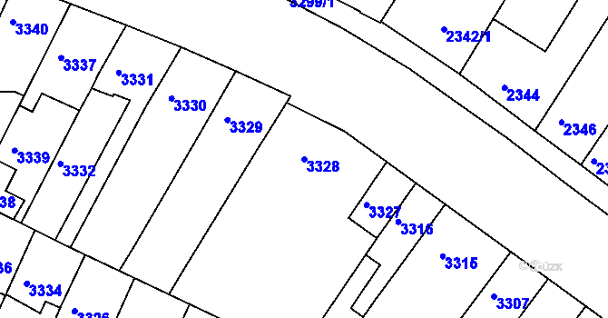 Parcela st. 3328 v KÚ Žabovřesky, Katastrální mapa