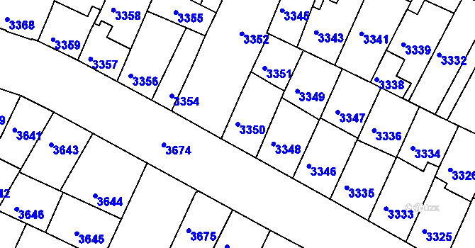 Parcela st. 3350 v KÚ Žabovřesky, Katastrální mapa