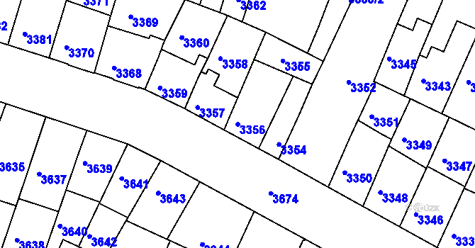 Parcela st. 3356 v KÚ Žabovřesky, Katastrální mapa
