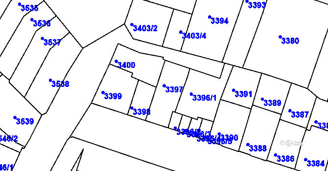 Parcela st. 3397 v KÚ Žabovřesky, Katastrální mapa