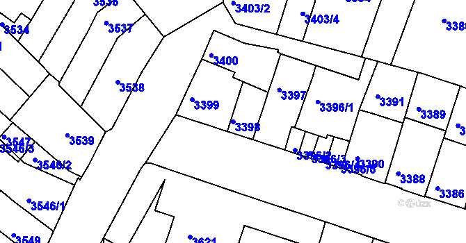 Parcela st. 3398 v KÚ Žabovřesky, Katastrální mapa