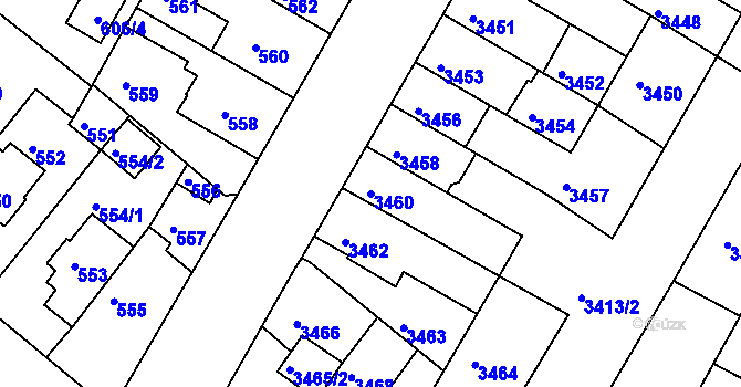 Parcela st. 3460 v KÚ Žabovřesky, Katastrální mapa