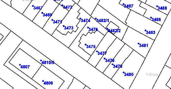 Parcela st. 3475 v KÚ Žabovřesky, Katastrální mapa