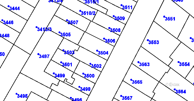 Parcela st. 3504 v KÚ Žabovřesky, Katastrální mapa