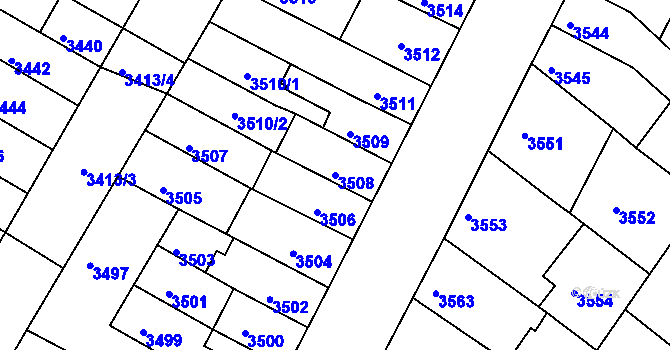 Parcela st. 3508 v KÚ Žabovřesky, Katastrální mapa