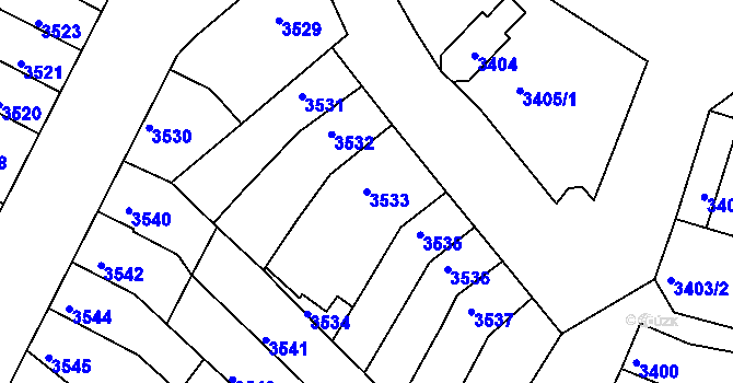 Parcela st. 3533 v KÚ Žabovřesky, Katastrální mapa