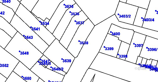 Parcela st. 3538 v KÚ Žabovřesky, Katastrální mapa