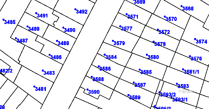 Parcela st. 3584 v KÚ Žabovřesky, Katastrální mapa