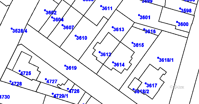Parcela st. 3612 v KÚ Žabovřesky, Katastrální mapa