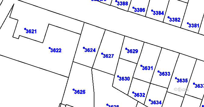 Parcela st. 3627 v KÚ Žabovřesky, Katastrální mapa
