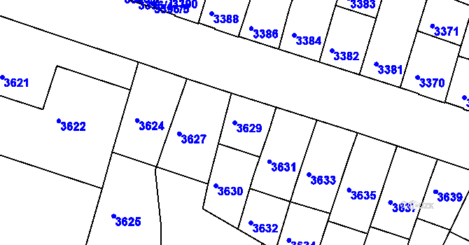 Parcela st. 3629 v KÚ Žabovřesky, Katastrální mapa