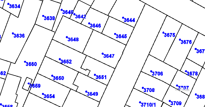Parcela st. 3647 v KÚ Žabovřesky, Katastrální mapa