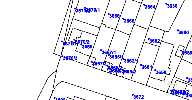 Parcela st. 3667 v KÚ Žabovřesky, Katastrální mapa
