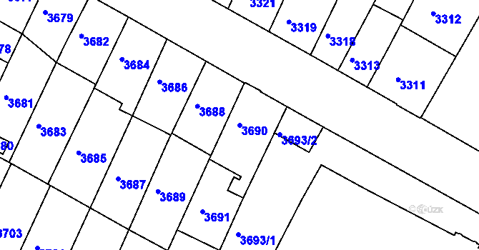 Parcela st. 3690 v KÚ Žabovřesky, Katastrální mapa