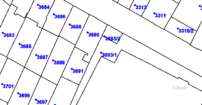 Parcela st. 3693/1 v KÚ Žabovřesky, Katastrální mapa