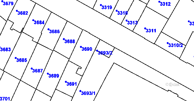 Parcela st. 3693/2 v KÚ Žabovřesky, Katastrální mapa