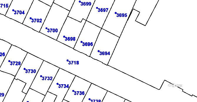 Parcela st. 3694 v KÚ Žabovřesky, Katastrální mapa
