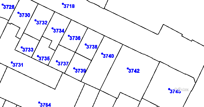 Parcela st. 3740 v KÚ Žabovřesky, Katastrální mapa