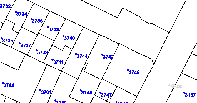Parcela st. 3742 v KÚ Žabovřesky, Katastrální mapa