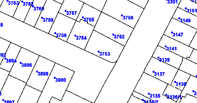 Parcela st. 3753 v KÚ Žabovřesky, Katastrální mapa