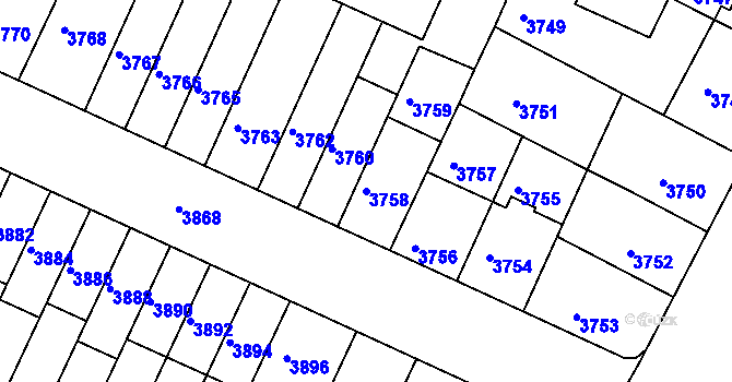 Parcela st. 3758 v KÚ Žabovřesky, Katastrální mapa
