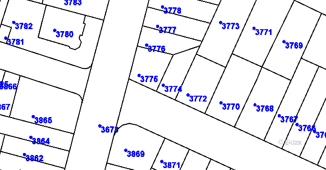 Parcela st. 3774 v KÚ Žabovřesky, Katastrální mapa