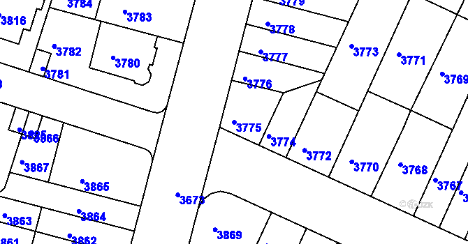 Parcela st. 3775 v KÚ Žabovřesky, Katastrální mapa