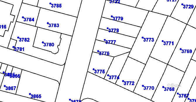 Parcela st. 3776 v KÚ Žabovřesky, Katastrální mapa