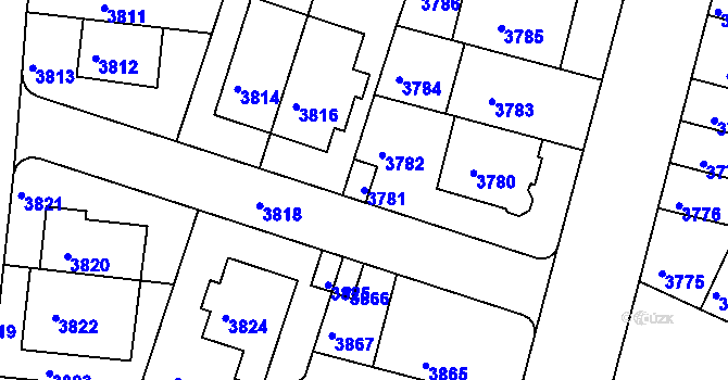 Parcela st. 3781 v KÚ Žabovřesky, Katastrální mapa