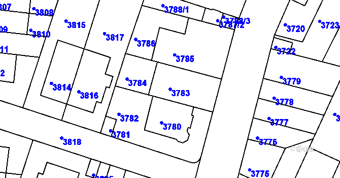 Parcela st. 3783 v KÚ Žabovřesky, Katastrální mapa