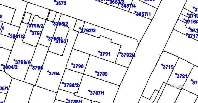Parcela st. 3791 v KÚ Žabovřesky, Katastrální mapa