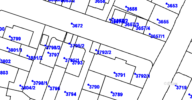 Parcela st. 3792/2 v KÚ Žabovřesky, Katastrální mapa