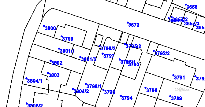 Parcela st. 3797 v KÚ Žabovřesky, Katastrální mapa