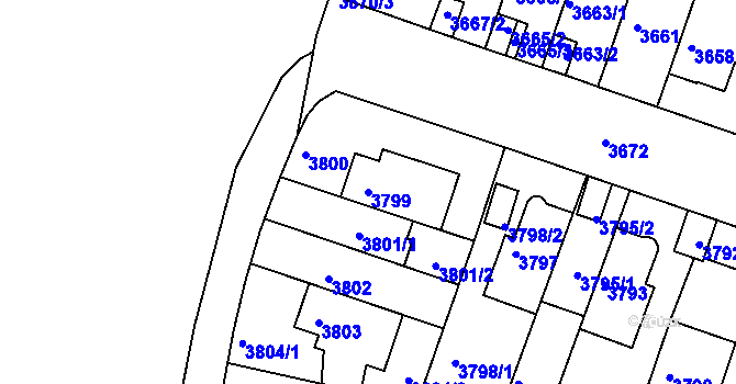 Parcela st. 3799 v KÚ Žabovřesky, Katastrální mapa