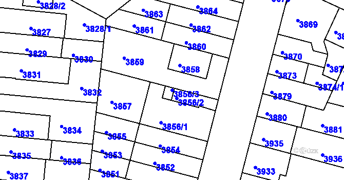 Parcela st. 3856/3 v KÚ Žabovřesky, Katastrální mapa
