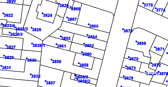 Parcela st. 3862 v KÚ Žabovřesky, Katastrální mapa