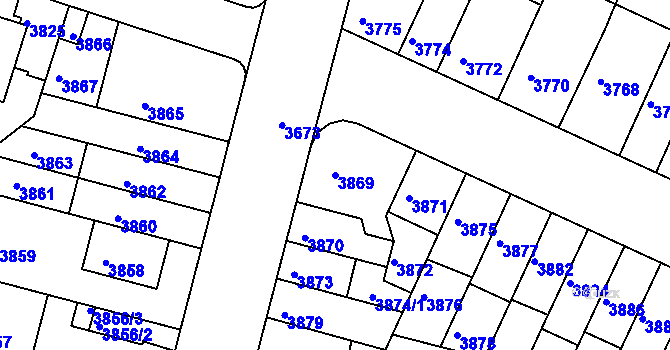 Parcela st. 3869 v KÚ Žabovřesky, Katastrální mapa
