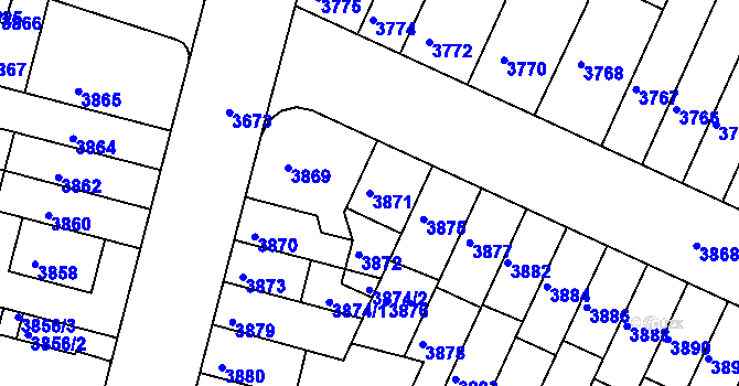 Parcela st. 3871 v KÚ Žabovřesky, Katastrální mapa