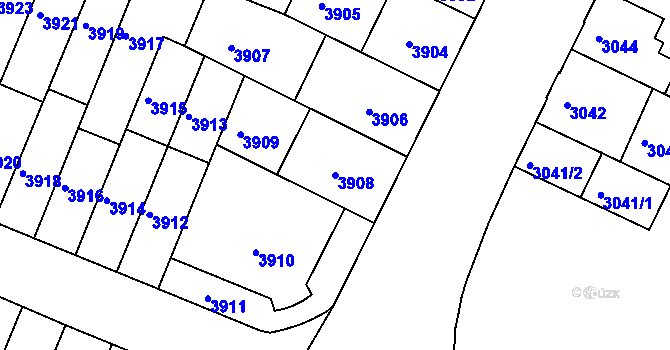 Parcela st. 3908 v KÚ Žabovřesky, Katastrální mapa