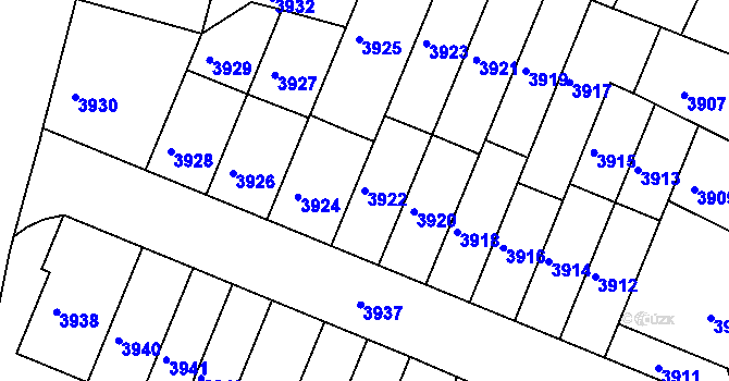 Parcela st. 3922 v KÚ Žabovřesky, Katastrální mapa