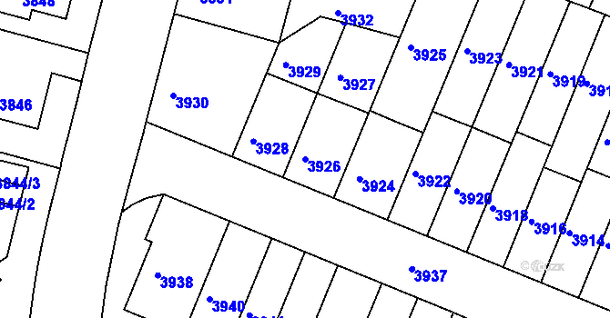 Parcela st. 3926 v KÚ Žabovřesky, Katastrální mapa