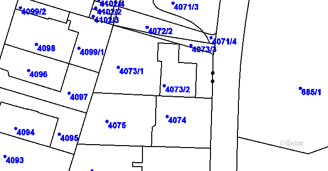 Parcela st. 4073/2 v KÚ Žabovřesky, Katastrální mapa