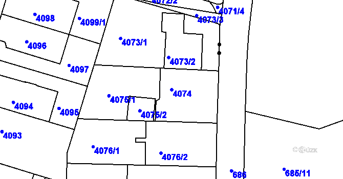 Parcela st. 4074 v KÚ Žabovřesky, Katastrální mapa